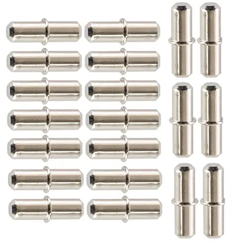 Stück Bodenträger aus Metall [Ø 5mm x Länge 17mm] für Einlegeböden | Fachträger | runde Regalstifte Träger vernickelt aus Metall | 20er Set - Steckbodenträger | Fachbodenträger für Holz und Glas 20