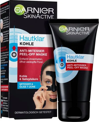 Garnier Peel-Off Maske gegen Mitesser - Gesichtsmasken & Gesichtskuren mit Kohle und Salicylsäure, für verfeinerte Poren und strahlende Haut - ideal zur Bekämpfung von Mitessern in der T-Zone.