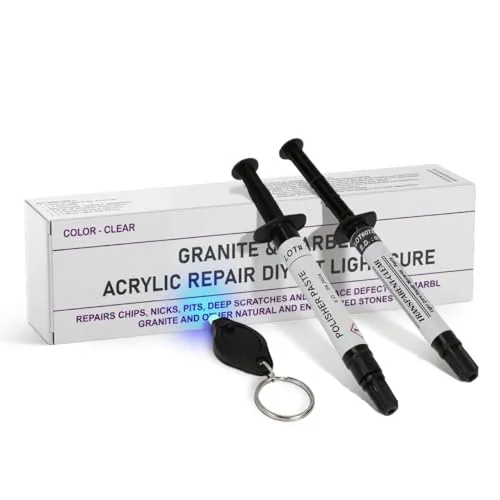 Fliesenreparaturset Granit, Marmor, Quarz & Acryl Reparatur | Geeignet für die meisten Reparaturen I Für Fliesen, Arbeitsplatten, Glasfaser & Keramikoberflächen I Behebt gebrochene Chips