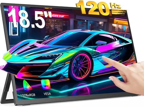 UPERFECT 18,5 Zoll Tragbarer Touchscreen-Monitor - Full HD 1920 x 1080 px, 120Hz, VESA-kompatibel und integrierter Ständer für flexible Nutzung