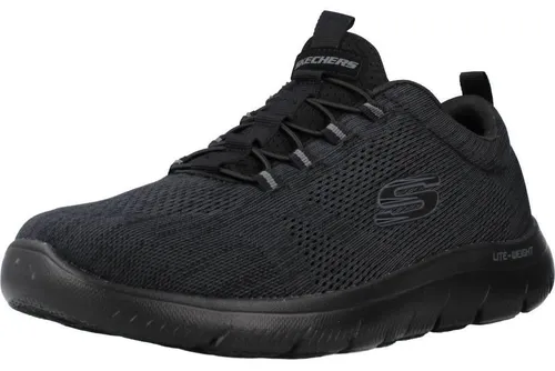 SKECHERS SUMMITS - LOUVIN Schwarz - Sneaker mit atmungsaktivem Obermaterial aus Mesh und komfortabler Memory Foam Einlegesohle für ultimativen Tragekomfort und Flexibilität im Alltag.