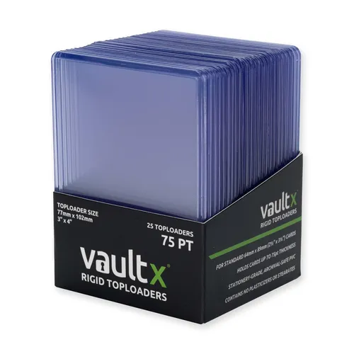 Vault X Toploaders 75pt (25 Pack), 3" x 4" Seamless Clear Rigid Card Holders for