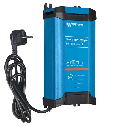 Victron Blue Smart IP22 24/12(1) Ladegerät - Fahrzeugbatterie-Ladegeräte mit Bluetooth, ideal für 24V Blei- und Lithium-Batterien. Der sieben-stufige Lade-Algorithmus sorgt für optimale Batterieleistung und längere Lebensdauer.