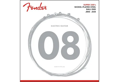 Fender E-Gitarren Saiten Super 250XS 8-38 Nickel Plated Steel - Die Fender Super 250 E-Gitarren Saiten bieten hervorragenden Klang und Spielkomfort. Ideal für Rock und Blues, sind sie vielseitig einsetzbar und garantieren eine lange Lebensdauer.