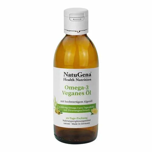 Omega-3 Vegan 2200mg Algenöl, 1351 DHA & 672 EPA - Nahrungsergänzungsmittel mit 2200mg Omega-3 aus Algenöl, unterstützt Herz-, Gehirn- und Sehkraftfunktionen. Vegan, gluten- und lactosefrei, mit angenehmem Zitronengeschmack.