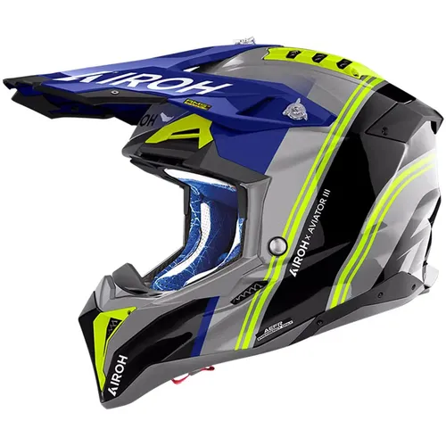 AIROH AVIATOR 3 HIMA BLUE GLOSS M - Motorradhelm, ECE 22 06 zugelassen, ultraleichtes HPC Carbon für höchsten Komfort und Sicherheit auf der Straße.