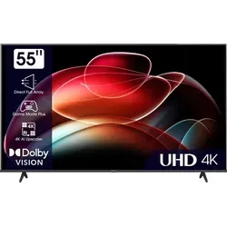 HISENSE 55E6KT 55 Zoll 4K Ultra HD Fernseher - Schwarz - 4K Ultra HD Fernseher mit Dolby Vision für beeindruckenden Kontrast und DTS Virtual X für erstklassigen Sound. Intuitive VIDAA U6 Benutzeroberfläche und Alexa Sprachsteuerung für ein modernes Fernseherlebnis.