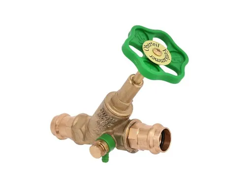 Freistromventil m. Entleerung, st. Spindel 1518 Pressanschl. DN 15, 15mm - Hochwertiges Edelstahlventil mit Entleerungsfunktion, ideal für zuverlässige Anwendungen in der Haustechnik.