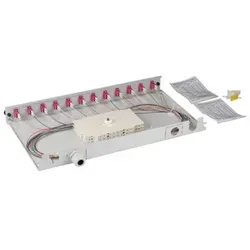 Spleißbox LC 50/125μm OM4 ausziehbar, 12 -- Pigtails abgesetzt /6 Kupplungen Glasfaserverkabelung