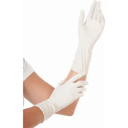 Franz Mensch GmbH Hygostar® Nitrilhandschuhe Safe Long, puderfrei, weiß, Einweghandschuh ist sehr elastisch, komfortabel, mit Rollrand, 1 Packung = 100 Stück, Größe XL 27003