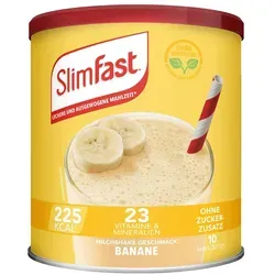SlimFast Milchshake Pulver Banane – Kalorienarmer Diät-Shake mit hohem Eiweißanteil - Mahlzeitenersatz-Getränk mit fruchtigem Bananen-Geschmack. Einfach zubereitet, sättigend und mit 14 g Eiweiß pro Shake. Ideal für eine bewusste Ernährung und Unterstützung beim Abnehmen.