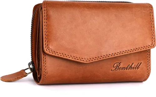 Benthill Geldbörse Damen Echt Leder - Elegante Geldbörse aus echtem Leder mit RFID-Schutz, vielen Kartenfächern und praktischem Münzfach, ideal für stilbewusste Frauen.