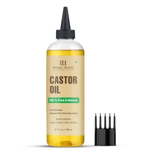 Botanic Hearth Bio-Rizinusöl 198 ml ( 6.7Fl Oz) | 100 % rein, natürlich und kaltgepresst | für Wimpern, Augenbrauen, Haare, Bart und Nägel | vegan und tierversuchsfrei