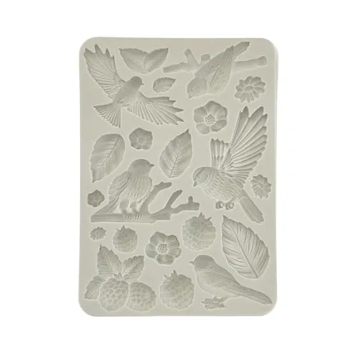 Stamperia - Silicon Mould A5 for Scrapbooks, Bullet Journals and More, Non-Stick, Suitable for Air-Dry Clay, Resin and More, Perfect for Crafts and Gifting (Forest - Birds)