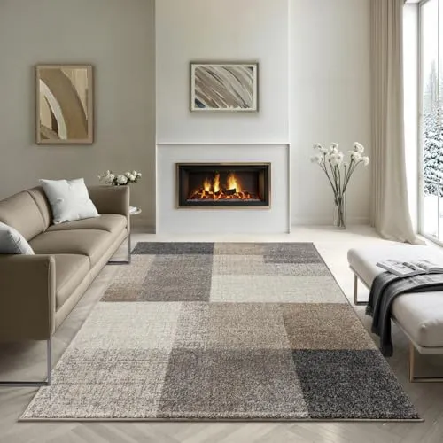 the carpet Pearl – Moderner Kurzflor Teppich, Beige, 120 x 160 cm - Stylischer Kurzflor Teppich mit geometrischem Muster, perfekt für Wohnzimmer und Schlafzimmer. Pflegeleicht und robust – für ein modernes Wohnambiente.