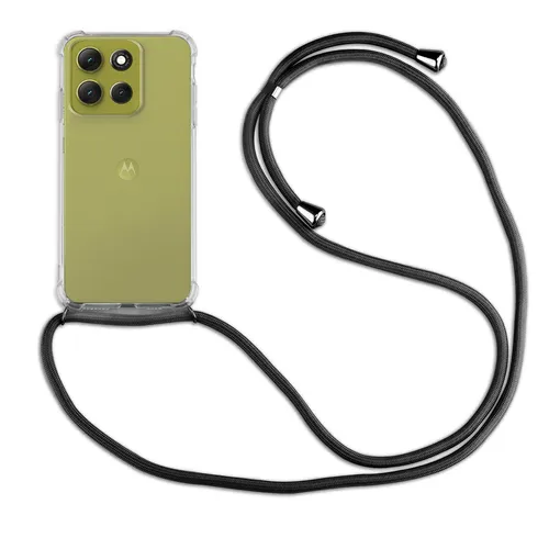 Handykett für Motorola Moto G86 5G Hülle mit Kordel Handyhülle mit Band Schwarz