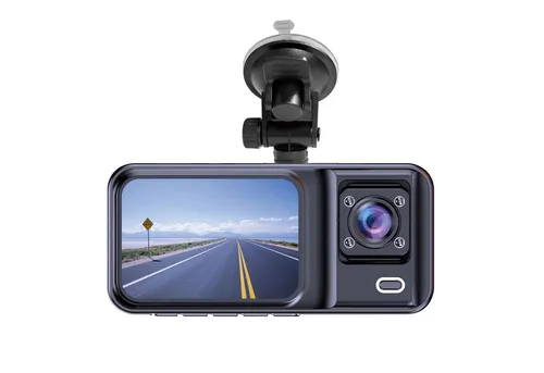 Denver CCT-2500 Dashcam mit Dual-Kamera - Dashcam mit Front- und Kabinenkamera für sichere Fahrten. 1080P HD-Videoaufnahme, G-Sensor für automatische Sicherung wichtiger Aufnahmen, 2-Zoll-Display und erweiterbarer Speicher bis 64 GB.