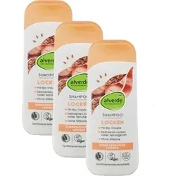 alverde Naturkosmetik - Shampoo Locken Bio-Leinsamen & Bio-Traube (3 x 200 ml) 3 x