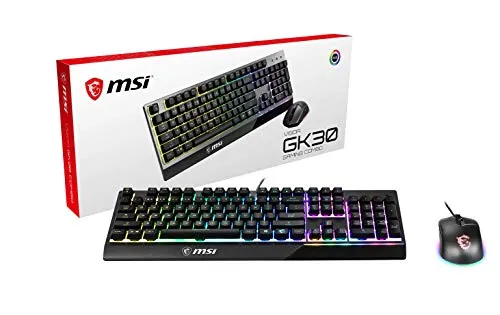 MSI Vigor GK30 Combo - Tastatur & Maus Set - Hintergrundbeleuchtetes Tastatur-und-Maus-Set mit USB-Anschluss, ideal für Gamer und Büroarbeiten.
