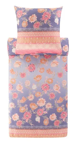 Bassetti Satin Bettwäsche POSILLIPO, L1 Lavendel - Elegante Satin Bettwäsche aus 100 % Baumwollsatin, pflegeleicht und maschinenwaschbar bis 60°C. Inklusive hochwertigem Bett- und Kissenbezug mit Reißverschluss, ideal für stilvolle Schlafzimmer.