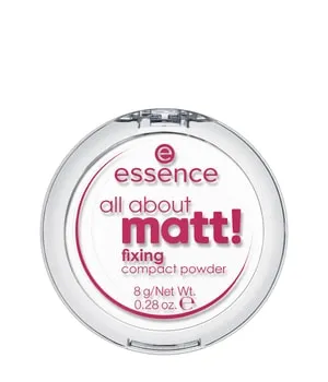essence All About Matt! Fixing Fixierpuder 8 g - Feiner, transparenter Kompaktpuder für einen matten, natürlichen Teint. Ideal zur Fixierung des Make-ups und für alle Hauttypen. Perfekt für unterwegs und bei besonderen Anlässen.