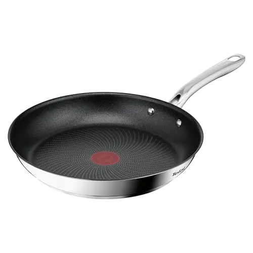 Tefal Infinite Pfanne Induktion 28 cm - Pfanne aus hochwertigem Edelstahl mit langlebiger Antihaftversiegelung und Thermo-Signal für optimale Brattemperatur, geeignet für alle Herdarten und Backofen bis 250°C.