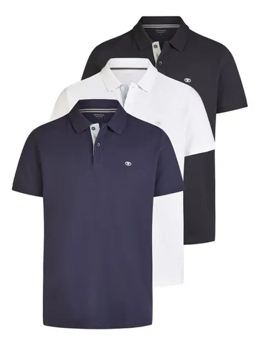 TOM TAILOR Herren Poloshirt 3er-Set Regular Fit - Poloshirts im Vorteilspack, 100% Baumwolle, atmungsaktiv und ideal für Sommer und Freizeit. Erhältlich in verschiedenen Farben und Größen, perfekt kombinierbar mit Chinos oder Jeans.