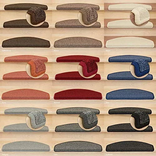 Kettelservice-Metzker Ariston Treppen-Teppich Halbrund 65x24cm, Terra - 15 Stück - Der elegante Ariston Treppenschutz in Halbrund schützt vor Unfällen und ist in 9 Farben erhältlich. Pflegeleichtes Material aus 100% Polypropylen sorgt für hohen Trittkomfort und Lärmminderung.