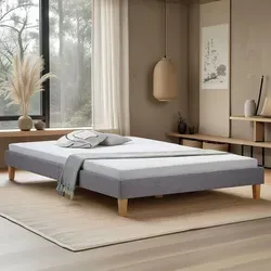 Homestyle4u Polsterbett 160x200 cm - Grau, Modernes Futonbett - Schlafzimmer - Modernes Polsterbett im Futonstil, mit pflegeleichtem Webstoff und stabiler Konstruktion für erholsame Nächte. Ideal für jedes Schlafzimmer oder Gästezimmer.