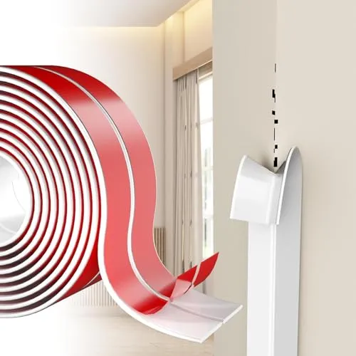 Selbstklebender Kantenschutz – Flexible Weichsockelleiste für Türen und Wände, 20Ft Rolle - Einfache, werkzeugfreie Installation mit starkem Kleber. Ideal für Heimwerkerprojekte, passt sich flexibel an verschiedene Räume an und schützt Wände vor Feuchtigkeit. Langlebig und einfach zuschneidbar für individuelle Anpassungen.