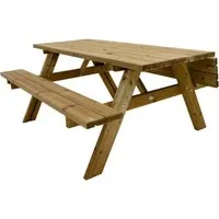 AXI Julie Picknicktisch aus Holz für 6 Personen – Gemütlichkeit für den Garten - Picknicktisch für 6 Personen aus hochwertigem Kiefernholz, klappbare Sitze für platzsparende Aufbewahrung und umweltfreundlich durch FSC-zertifiziertes Holz.