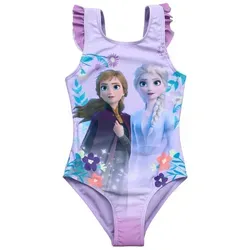 Disney Frozen Badeanzug Die Eiskönigin Anna & Elsa lila 116 - Lila Badeanzug für Kinder im Design der Eiskönigin, aus 100% Polyester, ideal für den Sommer und sorgt für viel Spaß beim Schwimmen.