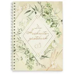 Familiawedding Greenery - Design Gästebuch zur Hochzeit - Belletristik: Stilvolles Gästebuch im handlichen DIN A4-Format für bis zu 75 Gäste, mit Platz für persönliche Wünsche, Fotos und kreative Skizzen – ein unvergessliches Andenken an Ihren großen Tag!