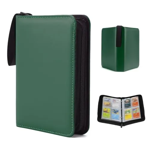Kardition Sammelkarten Album - 440 Pockets PU Leather Trading Card Album, 4 Pockets Scrapbook for Cards with 55 Sleeves Binder Sheets for MTG Sports Card Collectors (Grün)