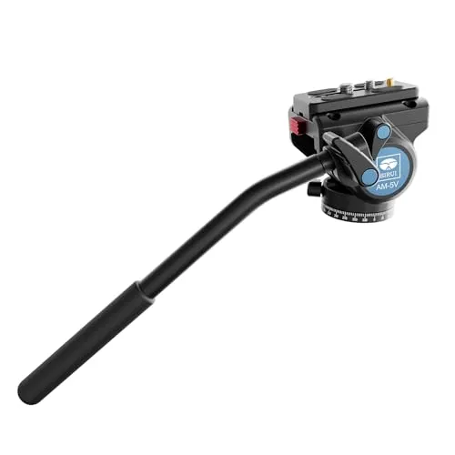 SIRUI AM-5V Fluid Video Kopf Leichtgewicht, 360° Panorama Schwenkneiger mit Arca Swiss Schnellwechselplatte, Tragkraft 3kg für Videokamera, DSLR Kamera