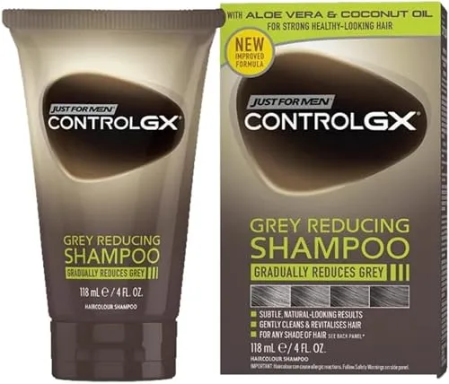 Control GX Graureduzierendes Shampoo - Neue Formel für graues Haar - Innovatives Shampoo zur sanften Reduzierung von grauem Haar. Ideal für alle Haartypen, sorgt für mehr Volumen und Pflege in einem praktischen 118 ml Format.