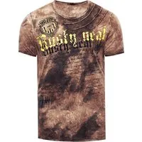 RUSTY NEAL Herren T-Shirt L, Braun - Herren-Shirts mit toller Batik-Optik aus 100% Baumwolle, ideal für lässige Outfits und hohen Tragekomfort.
