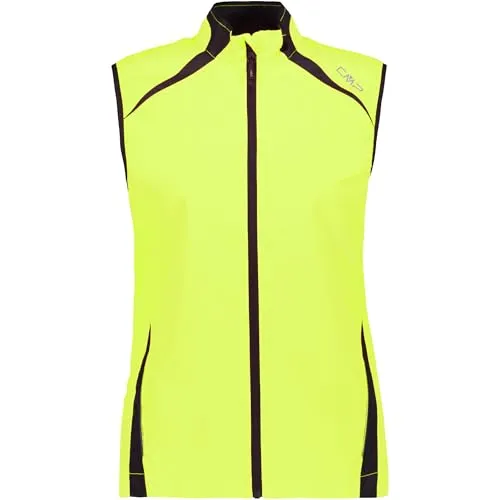 CMP Woman Vest yellow fluo (R626) 36 - Winddichte Damenlaufweste - Laufwesten für Damen, winddicht und atmungsaktiv mit reflektierenden Details für optimale Sichtbarkeit beim Sport.