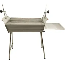 Mangal Leto Edelstahl Schaschlikgrill mit verstellbarer Höhe - Der Mangal Leto Edelstahl-Schaschlikgrill bietet eine flexible Grillhöhe von 80 bis 93 cm und ein großzügiges Grillrost von 60 x 28 cm. Ideal für Gartenpartys oder Ausflüge, platzsparend und robust.