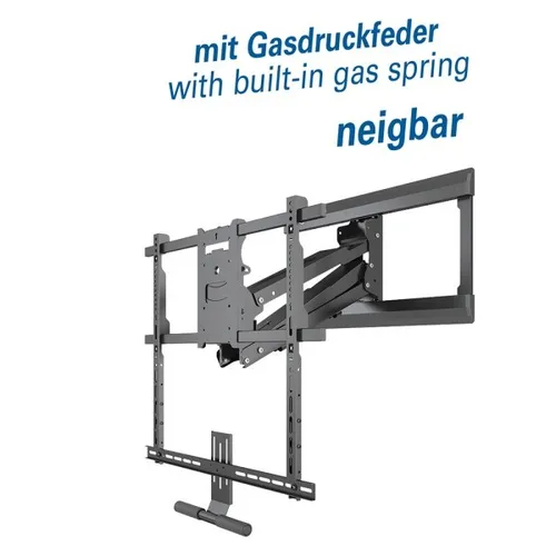 MYW HP55AL - Bewegliche TV- und SB-Wandhalterung für 42''-65'' - TV-Halterung für Bildschirme 42''-65'' (107-165 cm), max. 25 kg, mit einstellbarer Gasdruckfeder und integrierter Soundbar-Halterung für optimales Entertainment.