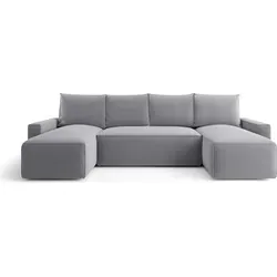 BEDANTE ECKSOFA mit Schlaffunktion SAVIO U Poso 55 Grau U-Form Sofa mit Stauraum Bettkasten Wohnzimmersofa Couch Sofa Bettsofa Bettkasten Bettcouch - Grau
