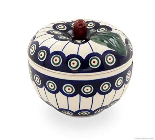 Bunzlauer Keramik Apfel-Bräter Bratapfelbräter mit Deckel Ø12,6 cm H11,6 cm Dekor 8