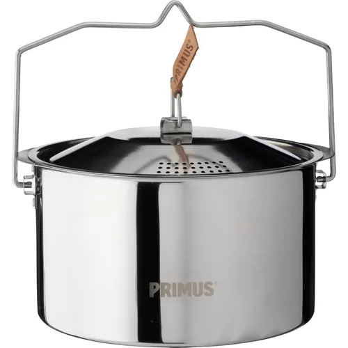 Primus Campfire Topf Edelstahl 3 l - Robuster Campingtopf - Töpfe & Pfannen, aus 18/8-Edelstahl mit Klappgriff, ideal für offenes Feuer, perfekt für Gourmet-Köche und Abenteuer, inklusive Tasche.