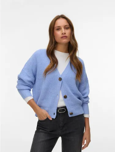 Vero Moda VMLEA Strickjacke in Brunnera Blue - Modische Strickjacke im V-Ausschnitt-Stil, pflegeleicht und ideal für jeden Anlass. Perfekt in Größe XL (42/44) für einen tollen Look.