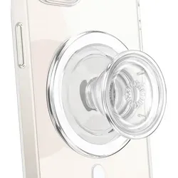 PopSockets runder Telefongriff mit MagSafe - Clear - Handy-Griff mit starkem Halt, kabelloses Laden möglich und inklusive MagSafe-Adapterring für Nicht-MagSafe-Hüllen. Ideal für sicheres Texten und als praktischer Ständer.