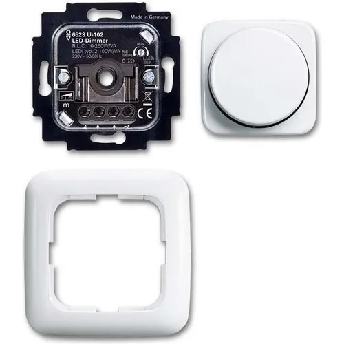 Busch-Jaeger 6523 UJ-214-102 LED-Dimmer-Set - Smart Home Dimmer für universelle LED-Beleuchtung, mit Dreh- und Druckknopf für einfache Steuerung und eleganter Reflex SI-Optik.
