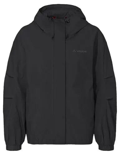 VAUDE Women's Mineo Rain Jacket - Wasserdichte Damenjacke, Schwarz, Größe 40 - Stylische Damen Regenjacke für den urbanen Alltag. Leichtes, winddichtes Material, das wasserdicht und schmutzabweisend ist. Hergestellt aus 100% recyceltem Polyester für ein umweltbewusstes Tragegefühl.
