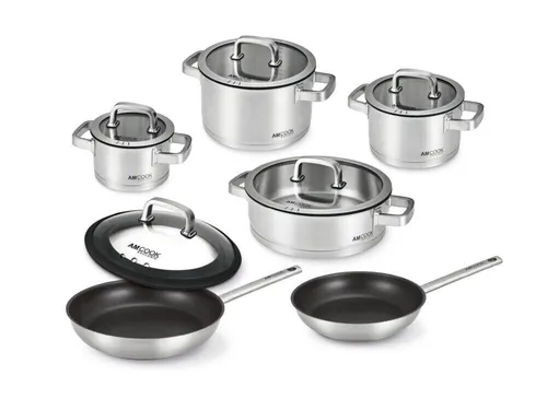 AM COOK Exclusiv Topfset Senna S11 plus - Hochwertiges Topfset, optimiert für Muldenlüfter, geeignet für alle Herdtypen: elektrisch, gas und induktion.
