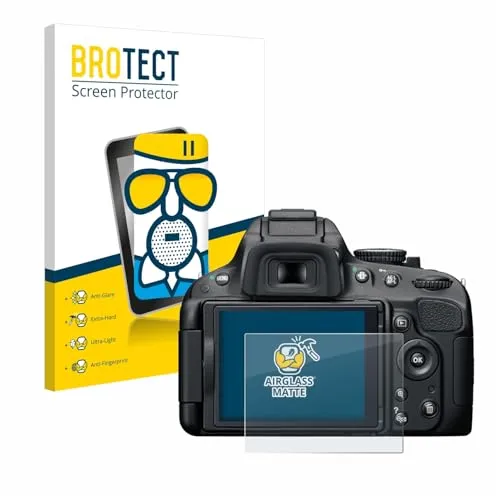 BROTECT Entspiegelungs Schutzglas für Nikon D5100 Schutzfolie Panzer Folie Glas Matt [Extrem Kratzfest 9H, Anti-Reflex, Anti-Fingerprint]
