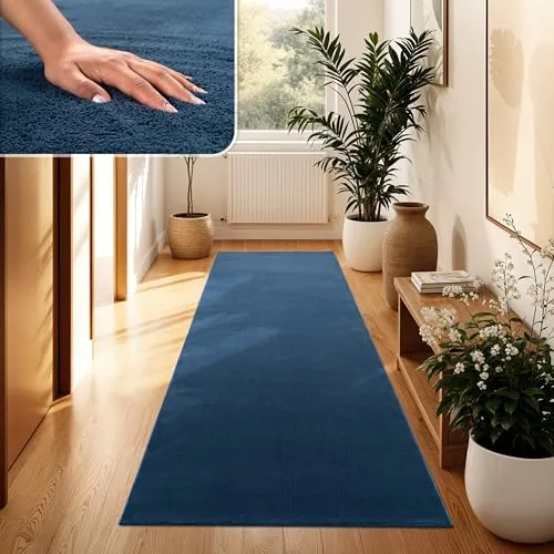 Paco Home Moderner Kuscheliger Teppich in Navy-Blau, 100x200 cm, Waschbar und Rutschfest - Kuscheliger Kurzflor-Teppich aus 100 % Polyester, ideal für gemütliche Wohnzimmer. Rutschfester Rücken sorgt für Sicherheit, auch bei Fußbodenheizungen. Maschinenwaschbar für einfache Pflege und immer frisches Ambiente.